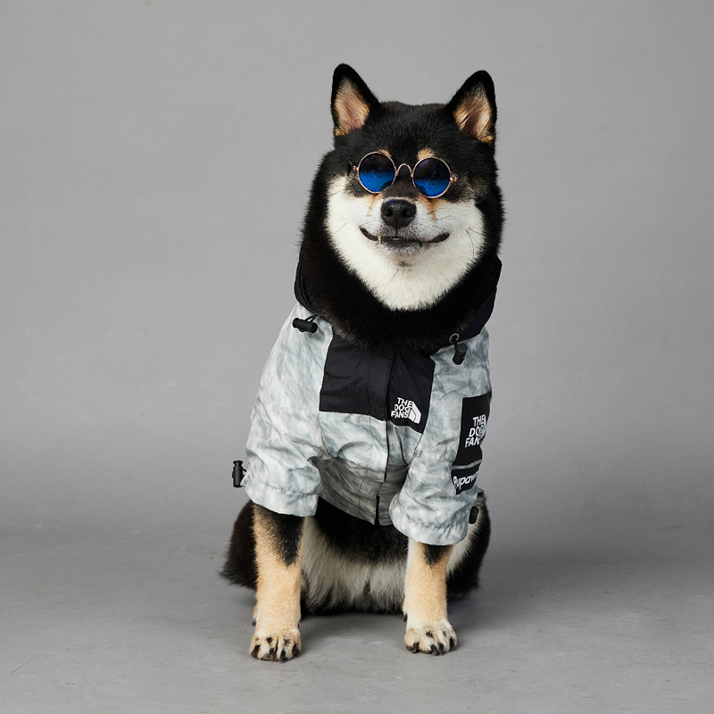 THE DOG FANS Dog Rain Coat Jacket for Outdoor, Comfortable and Warm Windproof Waterproof Dog Coat With Adjustable Hood, Pets Jacket With Safe Magic Gl