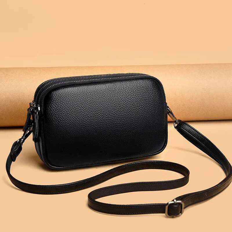 2024 Genuine Leather for Women New Fashionable Casual Small Square Messenger Handbag Top Layer Cowhide Shoulder Crossbody Bag