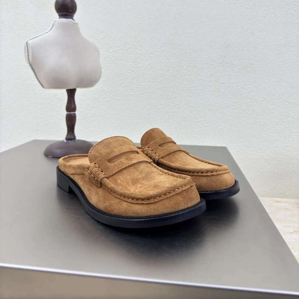 luxury Spring Summer Casual Mid Heels Solid Color Round Toe Shoes For Women Slip-On Concise Slippers Size 35-41 New Arrival Hot