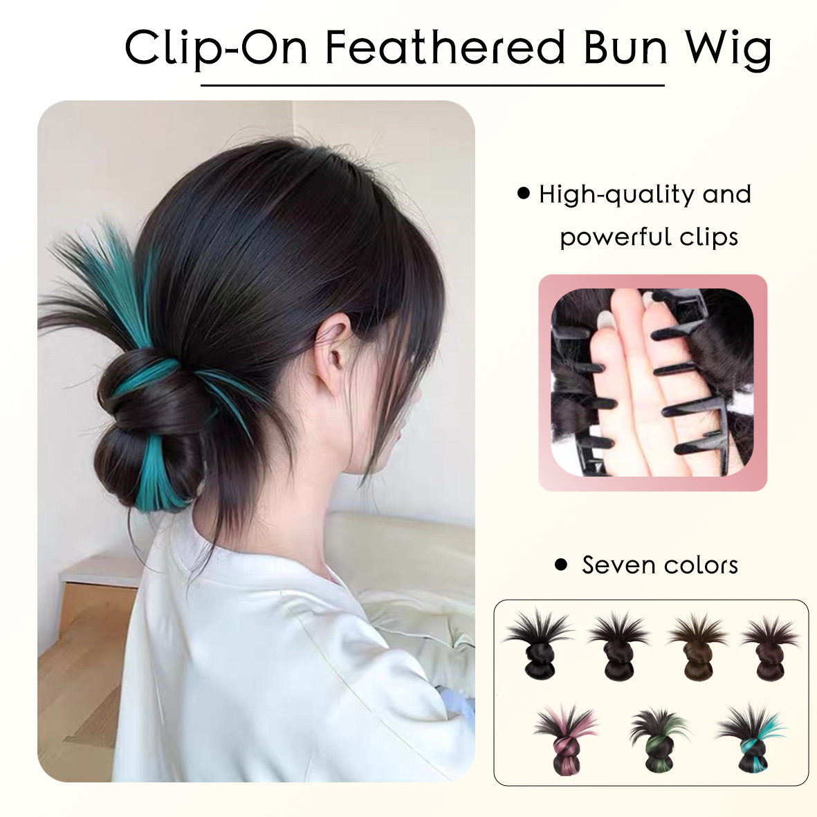 YK Women's Gripper Feather Bun Wig Natural and Stable, Available in 7 Colors Feather Ball Head Easily Increases Your Hair Volume