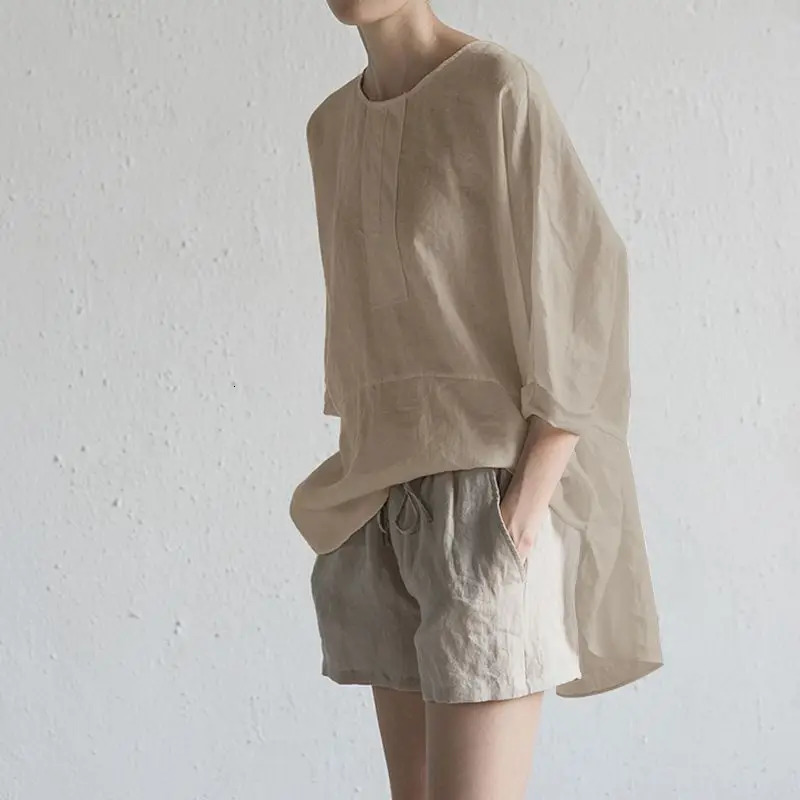 Plus Size 5xl Casual Cotton Linen Women Blouse Womens White Top Shirts Spring Summer Blusas Lady Loose Tops and Blouses 250513