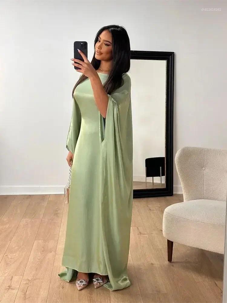 Ethnic Clothing Abaya Dubai Women Islam Muslim Maxi Kaftan Dresses Kebaya Caftan Marocain Robe Femme Musulmane Ramadan Eid Summer Satin