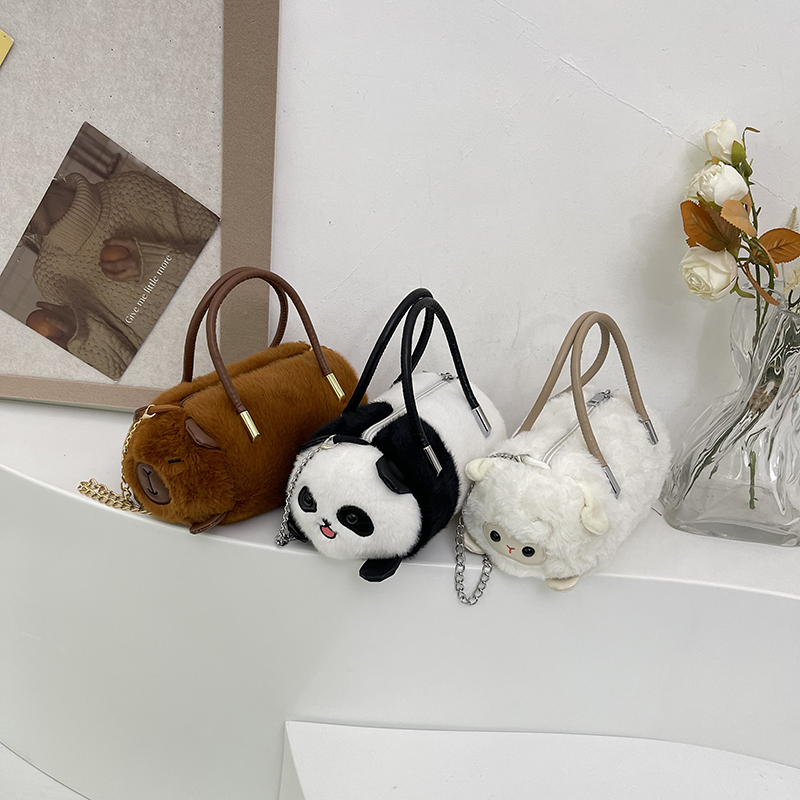 panda plush crossbody bag new cute plush panda bucket bag large capacity panda shoulder bucket bag 666