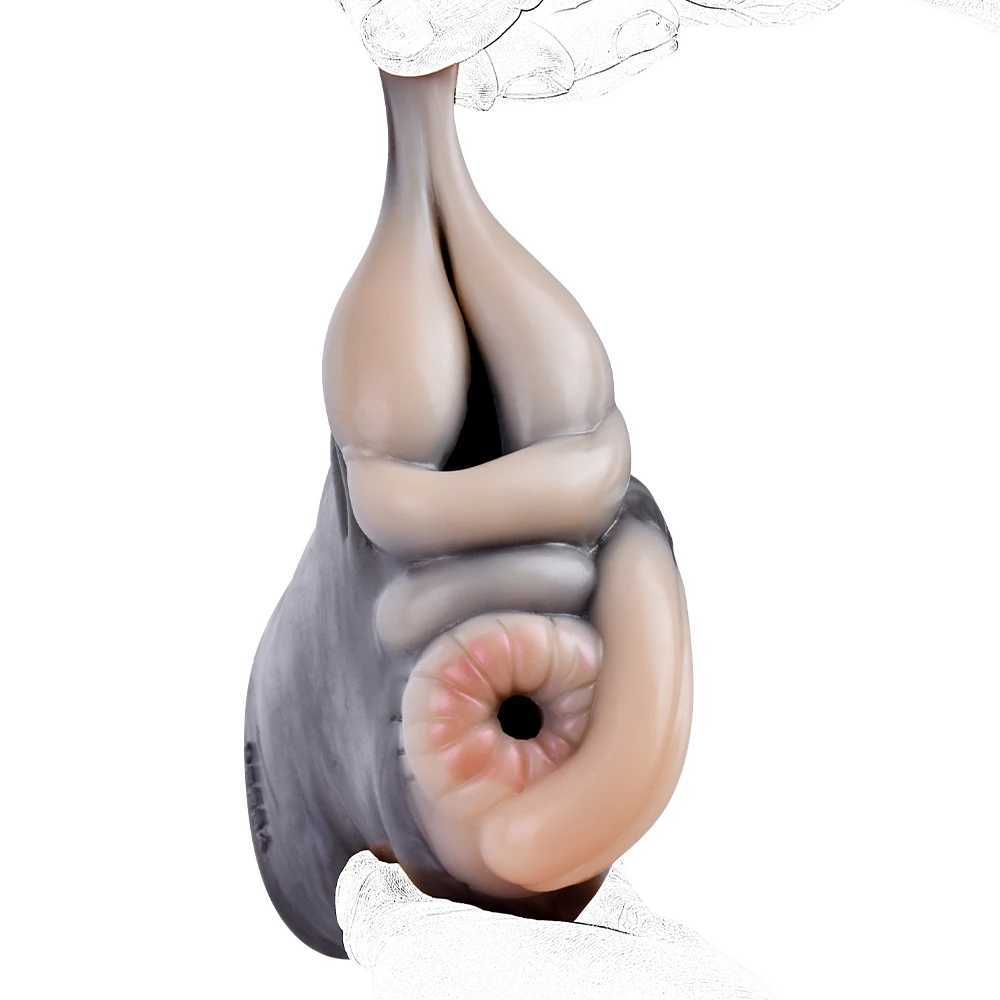 GEEBA Dual Channel Animal Giraffe Aircraft Cup Soft Silicone Male Masturbators Realistic Vagina Prostate Massage Adult Sex Toys W250506