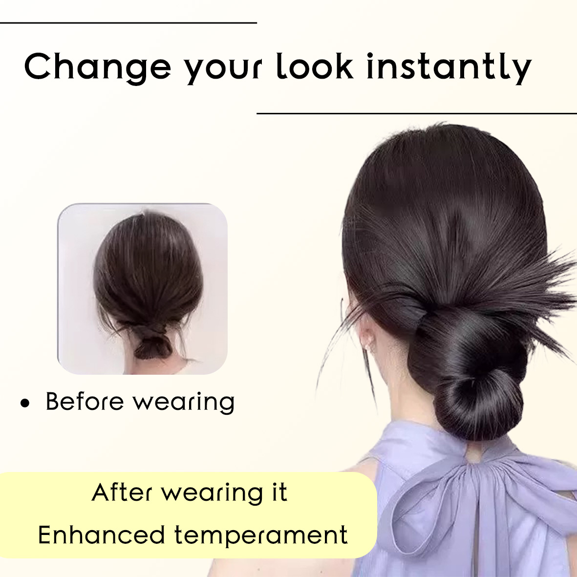 YK Women's Gripper Feather Bun Wig Natural and Stable, Available in 7 Colors Feather Ball Head Easily Increases Your Hair Volume