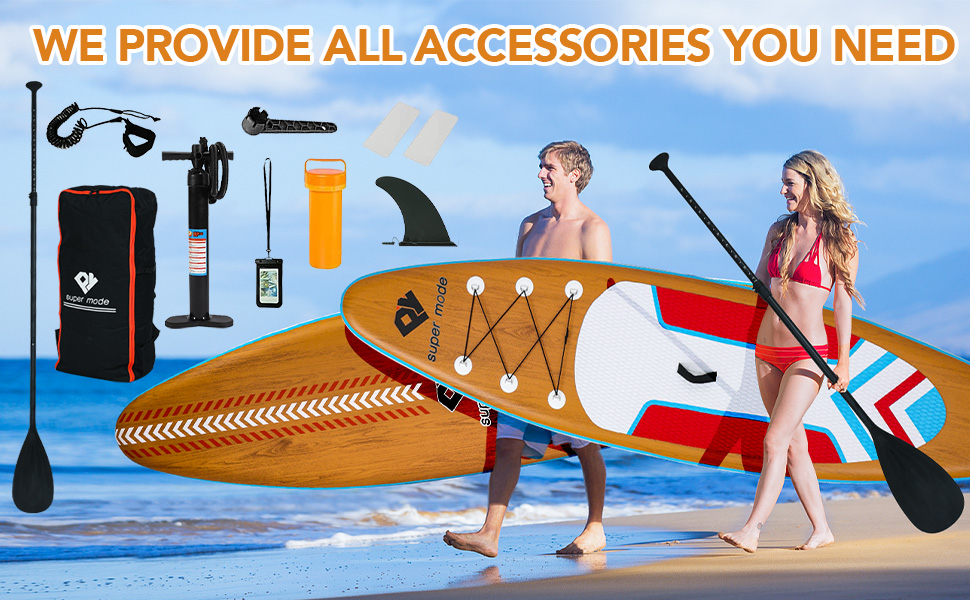 Inflatable Stand Up Paddle Board 10' 6 x 32 x 6 with Premium SUP Accessories - Backpack, Adjustable Paddle, Non-Slip Deck, Hand Pump, Leash, Fins