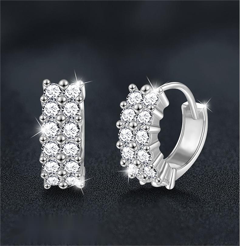 Elegant Double Row Moissanite Earrings - 925 Sterling Silver, Dazzling Sparkle, Hypoallergenic, Perfect Gift for Her