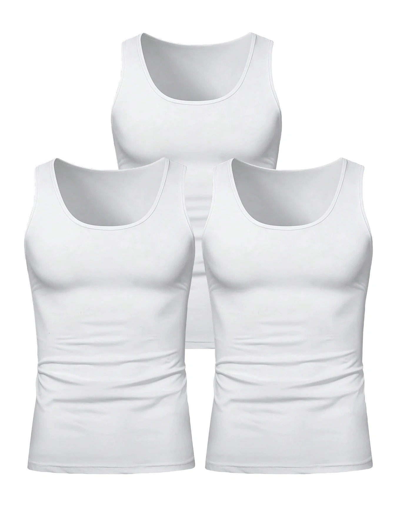 3 summer mens sleeveless vests solid underwear Oneck gym Tshirt fashionable casual slim fit vest 250430Z