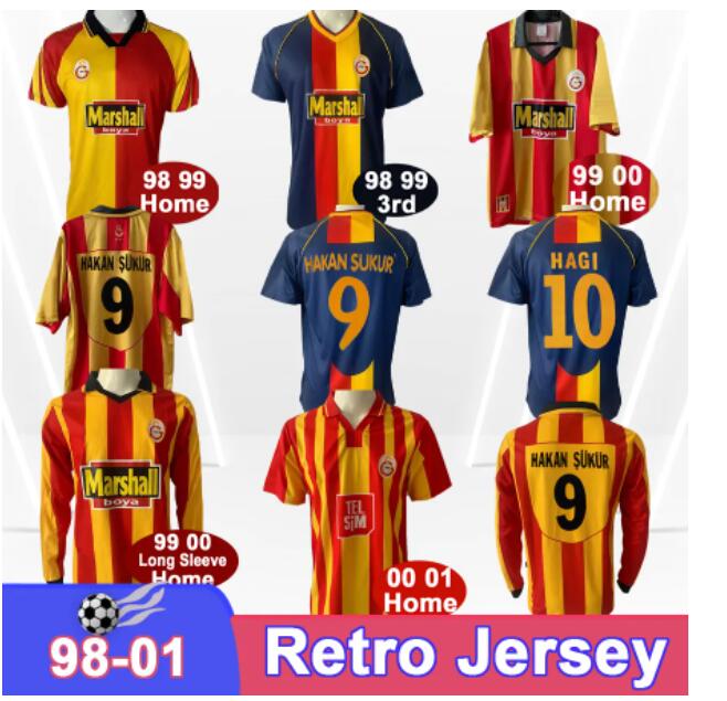 1998 2000 Galatasaray HAGI Retro Mens Soccer Jerseys CAPONE HAKAN SUKUR Home Yellow Red 3rd Football Shirts Short Sleeve Vintage Adult Uniforms