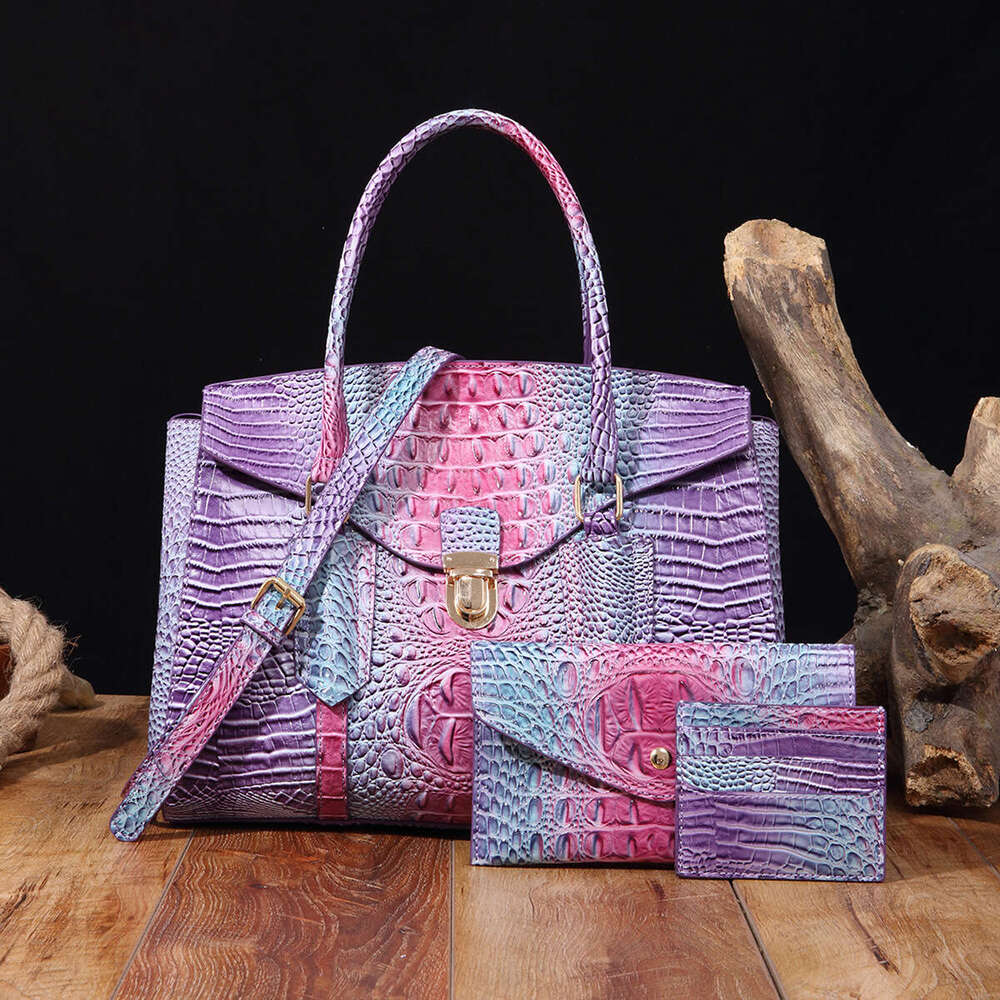 Handheld crossbody women s baozi mother bag colorful crocodile pattern Brahmin