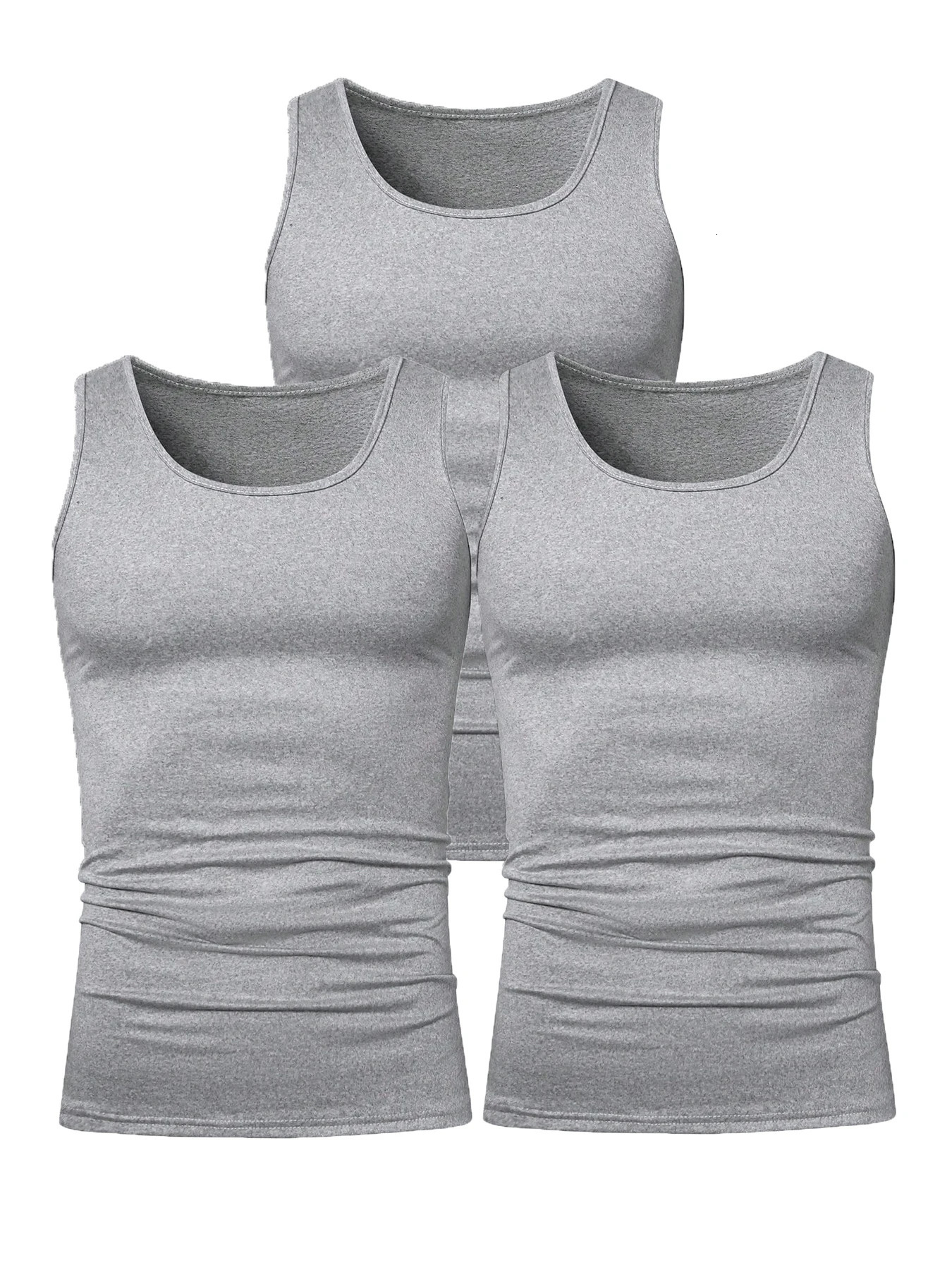 3 summer mens sleeveless vests solid underwear Oneck gym Tshirt fashionable casual slim fit vest 250430Z