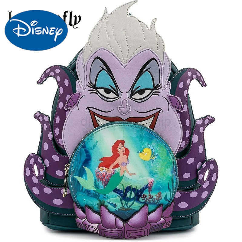Disney Loungefly Disney villain scene Ursula crystal ball womens double strap shoulder bag mini backpackXJ250506