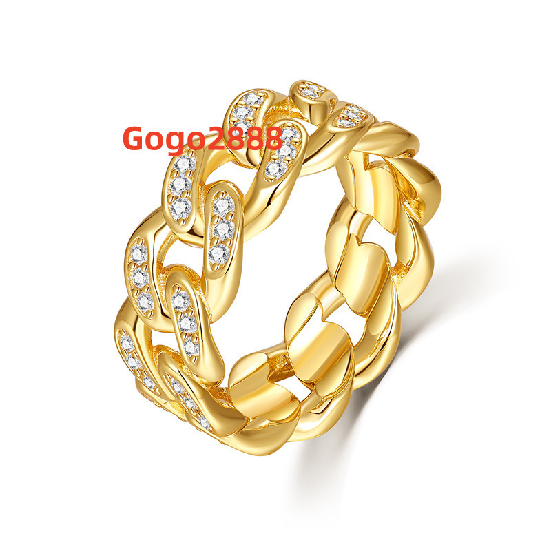 Fine Jewelry 925 Sterling Silver Cuban Moissanite Rings D Color Vvs Moissanite Hip Hop Rings for Women Men