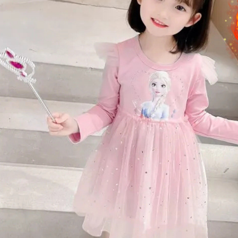 DISNEY Elsa princess dress kids designer clothes Girls' princess dress fluffy autumn skirt children's skirt.