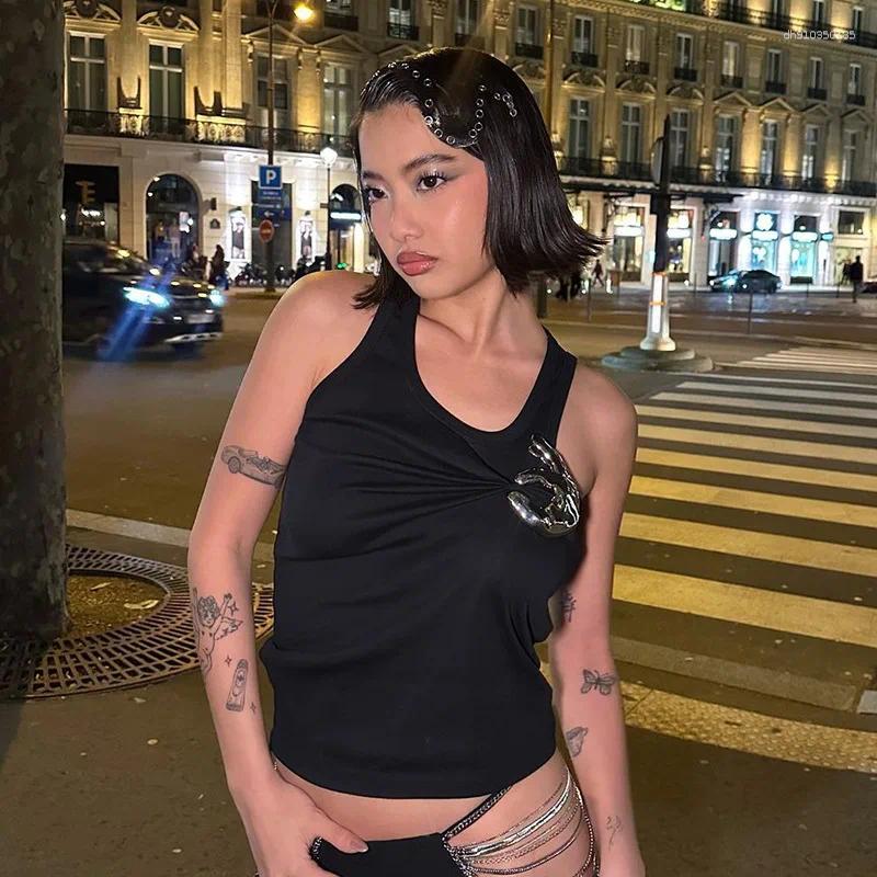 Womens Tanks Personalized Fashion Shrink Tank Top Sexy Solid Color OK Pattern