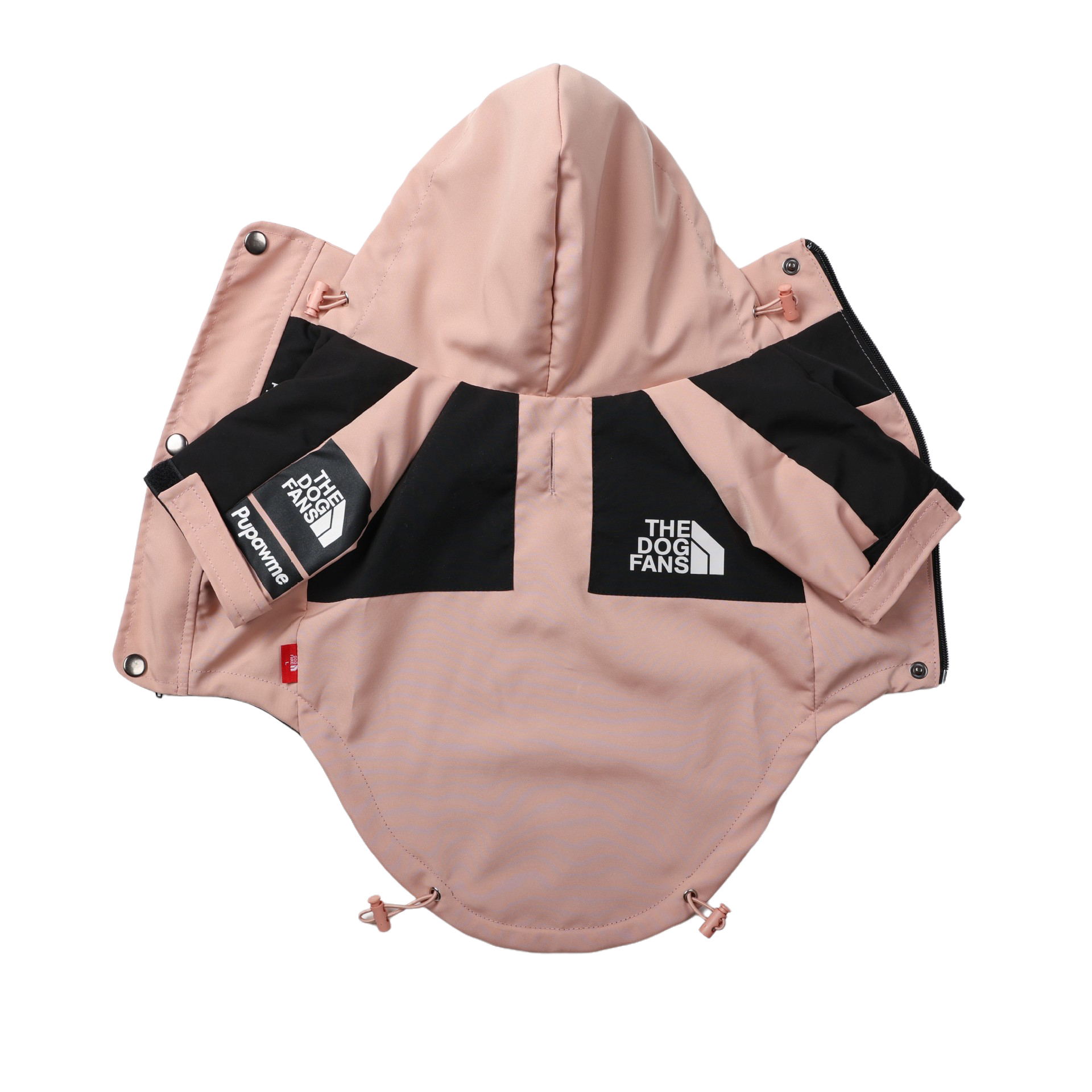 Dog Coat Outdoor Jacket, Warm Dog Coat for Small to Large Dogs, Pink Black Color Dog hooded jacket with Leash Hole, Waterproof Windproof Pet Snow Jack