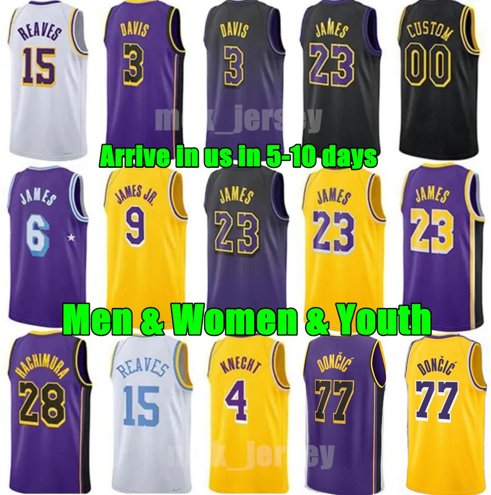 Custom Men 6 James 77 Doncic Basketball Jerseys Austin Reaves Finney-Smith Angelo Russell Austin Malik Beasley Mo Bamba Vanderbilt Lonnie Walker Schroder Edition