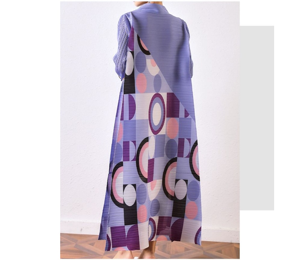 Casual Dresses Pleated Dress For Women 2023 Summer Fashion Geometry Pattern Printed Elegant High-Grade Loose Plus Women's