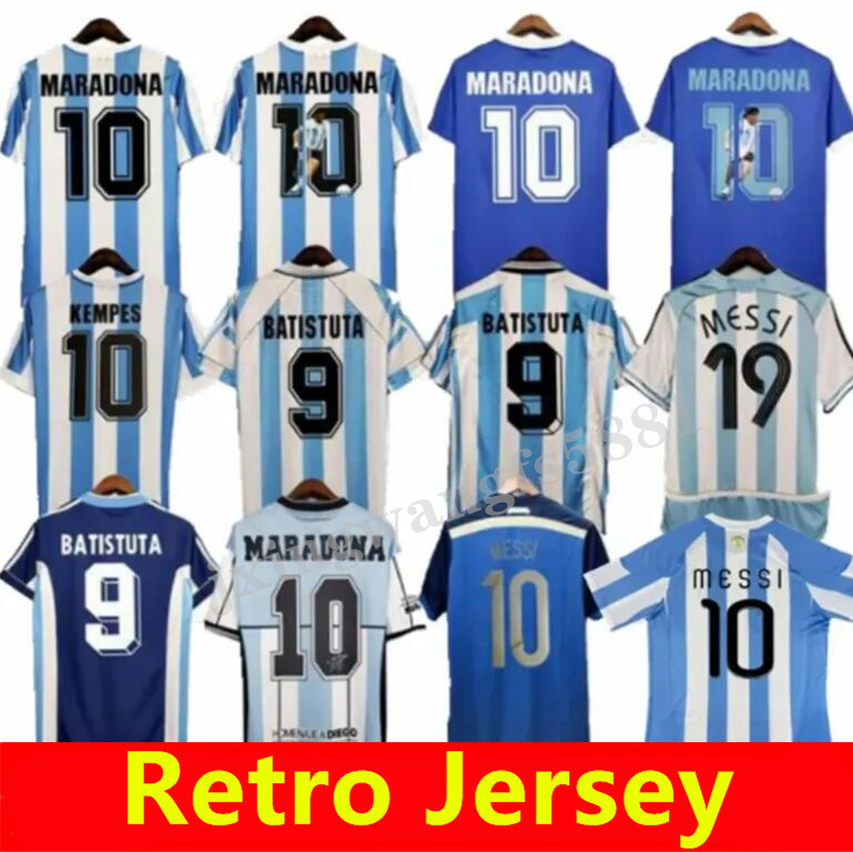 1978 1986 vintage classic Argentinas Retro Soccer jersey Maradona 94 96 98 02 06 10 14 Kempes Batistuta Riquelme HIGUAIN KUN AGUERO CANIGGIA AIMAR Football Shirts