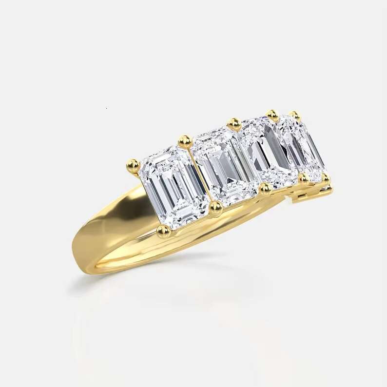 Beautiful Five Stone Emerald Cut Lab Grown Diamond Half Eternity Wedding Band Ring Excellent Cut Amazing Wedding Gift for Her