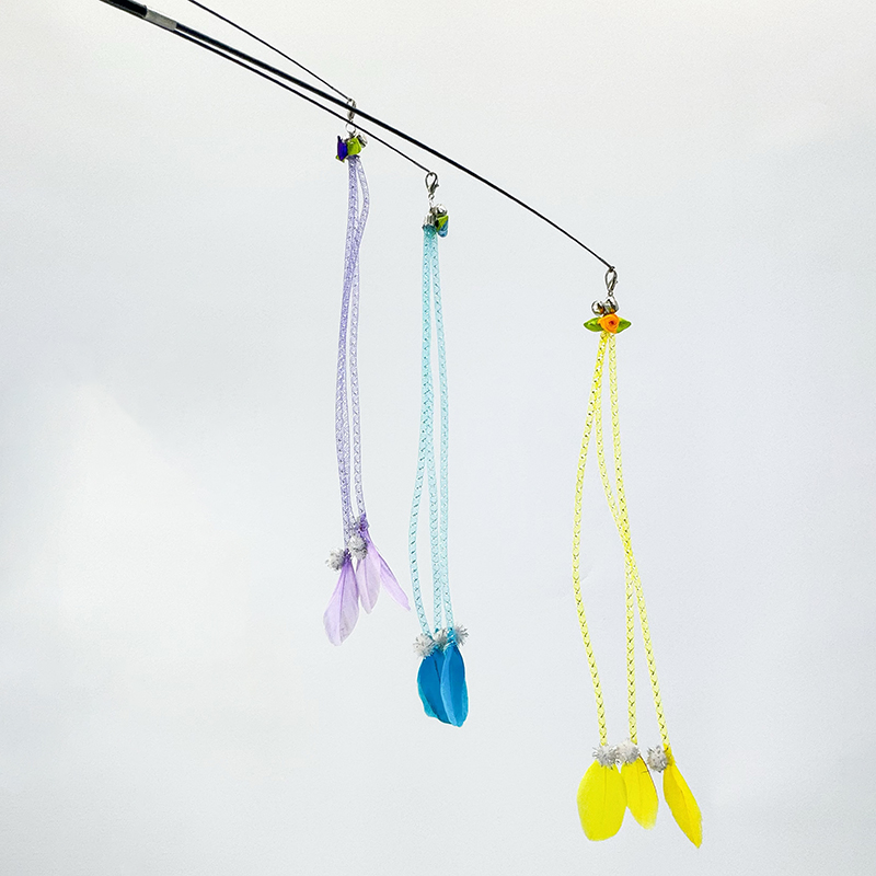 Wholesale long fishing rod style telescopic stick for self entertainment and relaxation, pet toy supplies, cat toys