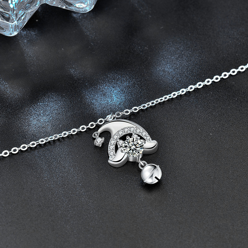925 Sterling Silver Santa Hat Pendant Necklace | Moissanite Christmas Jewelry | Minimalist Chain for Holiday Gifts