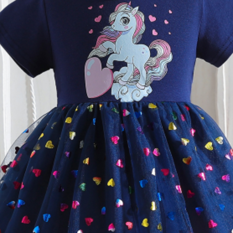 DISNEY infant designer clothes Elsa princess dress baby clothes Children's summer dress cartoon print baby starry sky puffy tulle skirt mesh prin