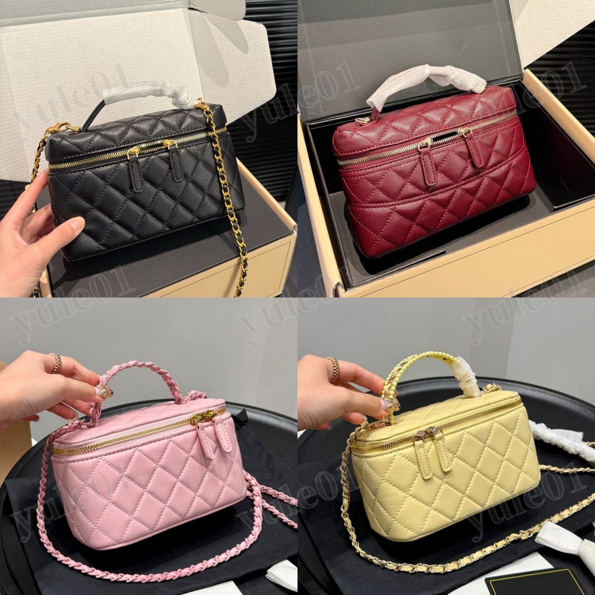 Luxury Vanity Bag High Quality Leather Bag with Mirror Designer Cosmetic Bags with Chain Crossbody Bag Womens Make Up Case Small Handbag Mini Makeup Bag Vanity Case
