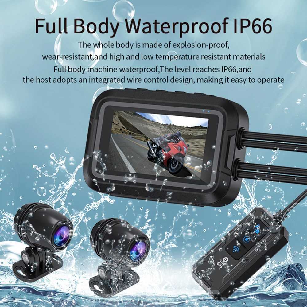car dvr Dual 1080P Motorcycle DVR Full Body Waterproof Moto Camera WiFi GPS Dash Cam Front Rear Driving Video Recorder Black Box R250506