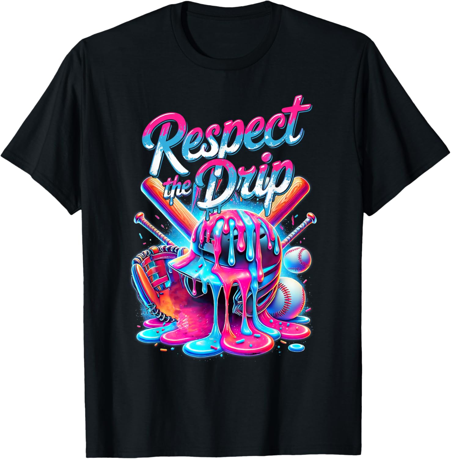 Baseball Drip For Boys Ice Cream Respect The Drip Baseball T Shirt