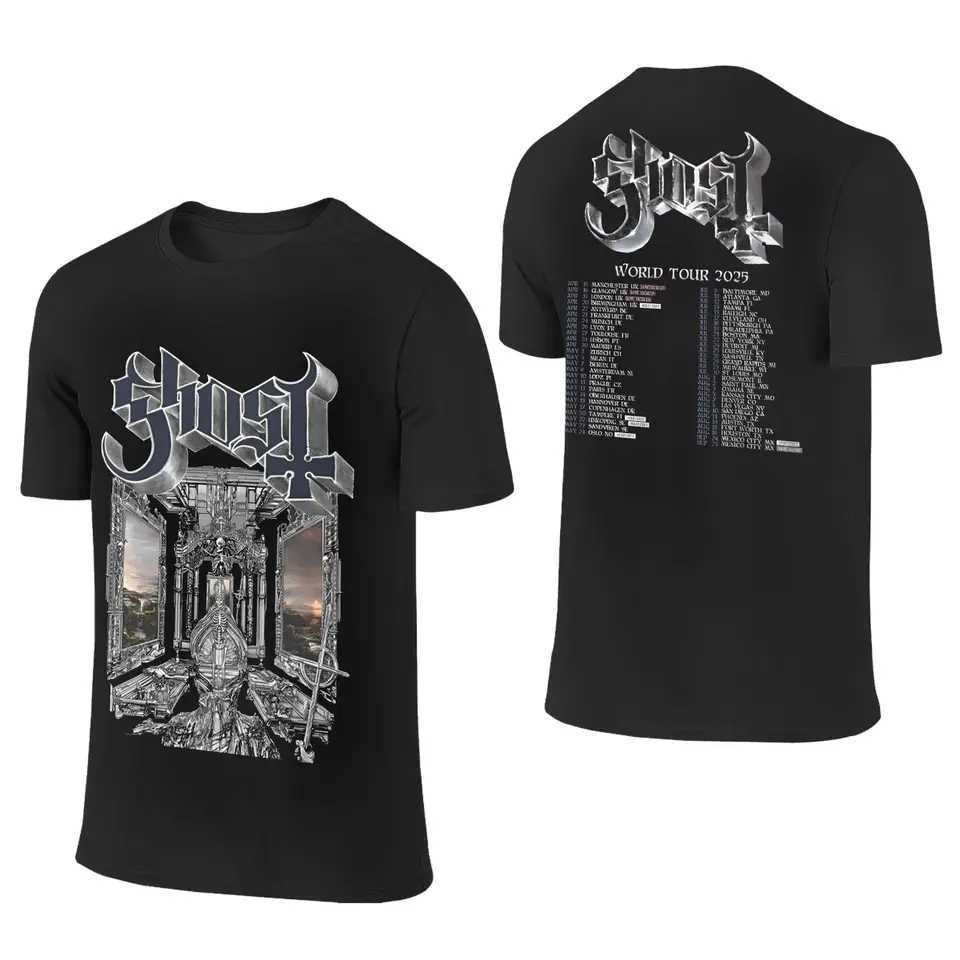 2025 Ghost Band Tour Costume Shirt Mens New Skeleton Album Funny Pure Cotton Adult TopT250505