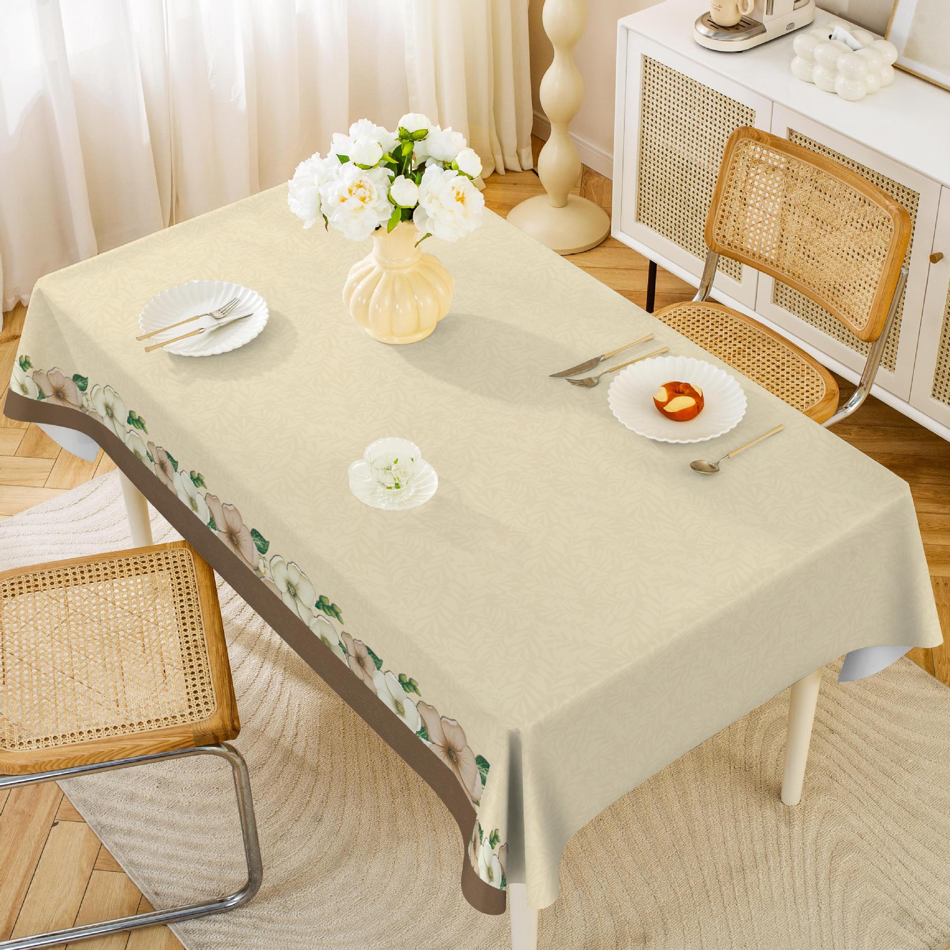 XX0385 New silk texture non-slip PU tablecloth waterproof and oil-proof ethnic style rectangular wash-free anti-scalding household tablecloth