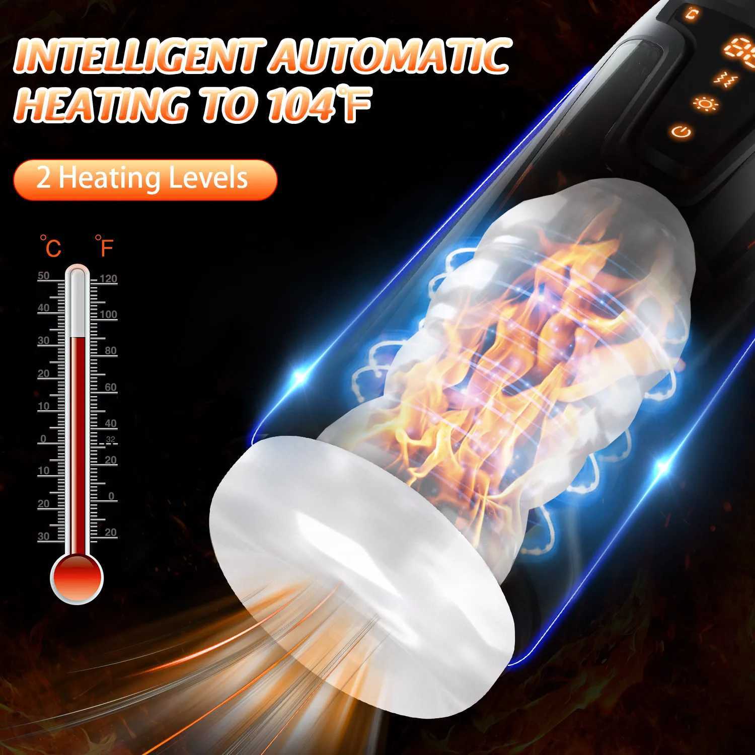 SENSIVO LED Automatic Male Masturbator Goods 19 Modes Thrusting Heating Blowjob Sucking Machine Vaginette Men Sex Toys Adult 18 W250506