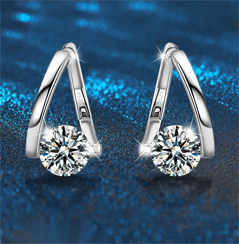 Irregular Moissanite Stud Earrings, 925 Silver