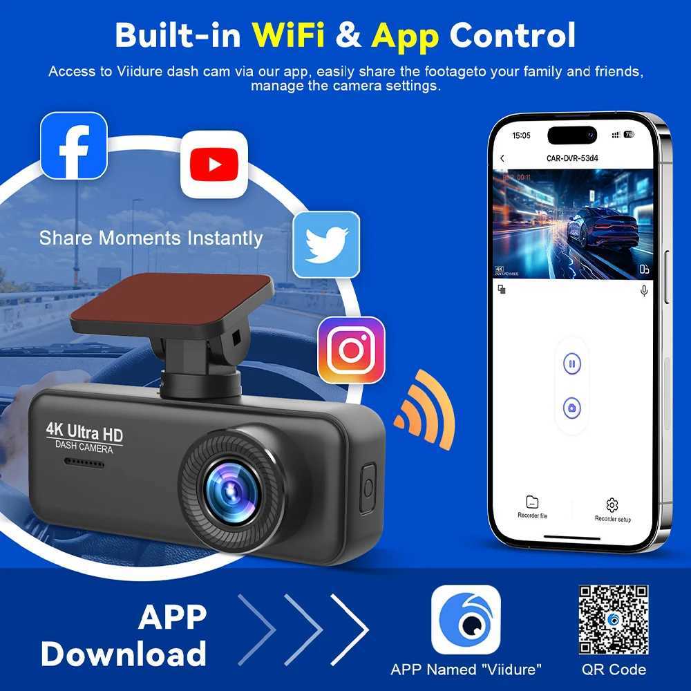 car dvr Soam 4K Ultra HD Dash Cam Car DVR Recorder Front and Rear Cam 170 wide Angle WIFI GPS Car Camera WDR Night Vision APP control R250506