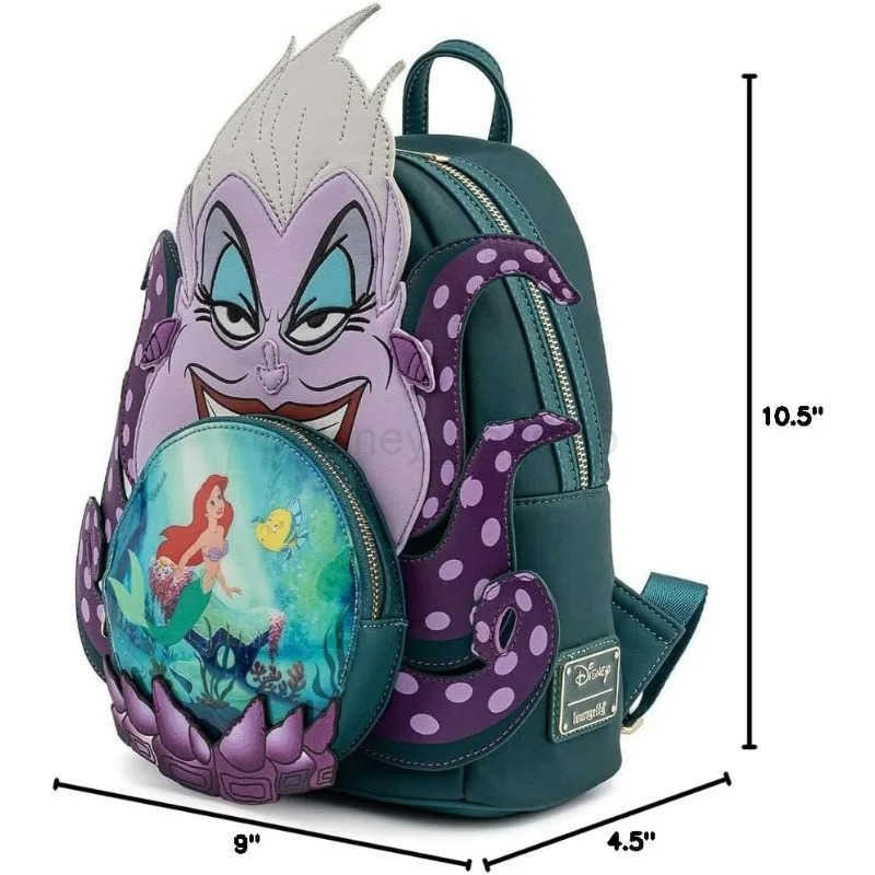 Disney Loungefly Disney villain scene Ursula crystal ball womens double strap shoulder bag mini backpackXJ250506