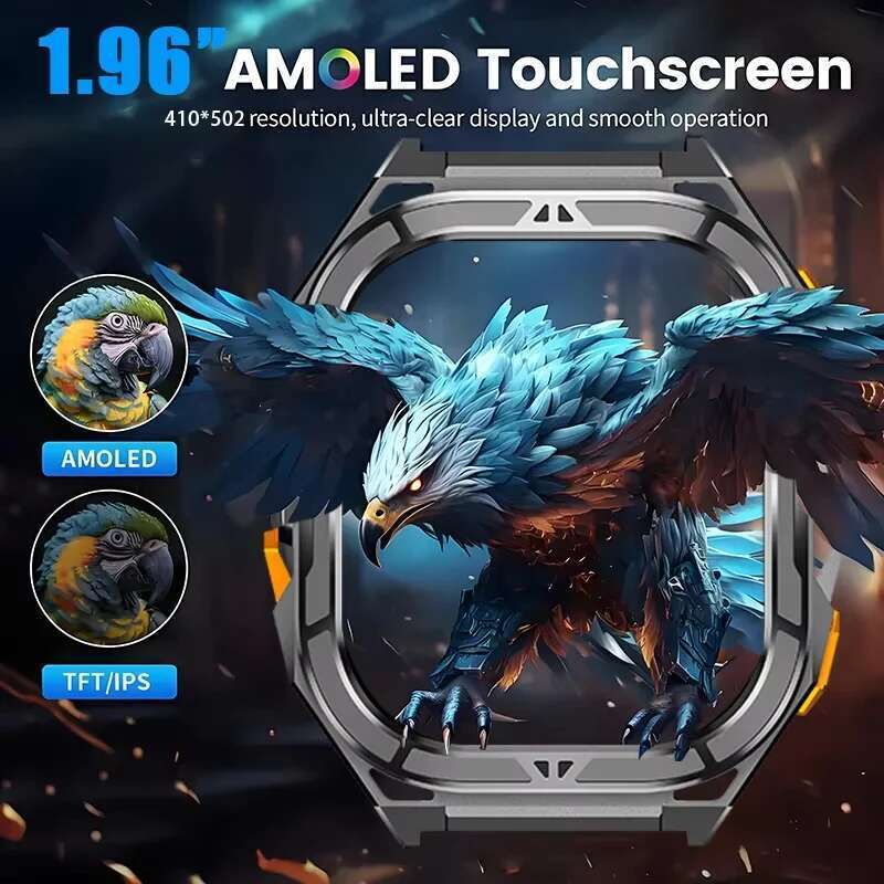 2025 New dual-frequency GPS smartwatch for men, 1.96-inch high-definition AMOLED screen, Compass, Bluetooth call,5ATM waterproof