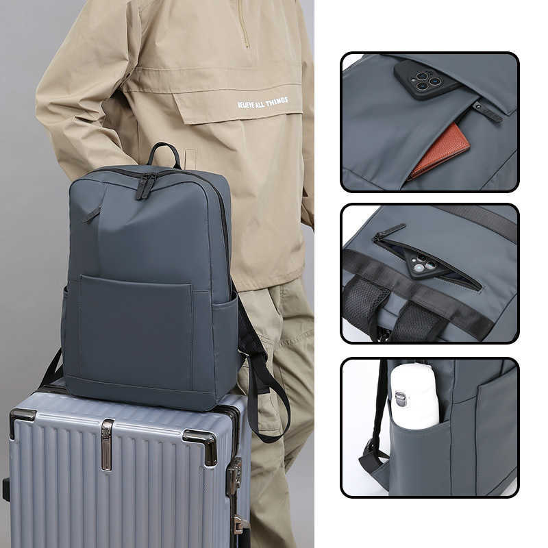 Business Men's Commuter Computer Bag Waterproof Membrane Leisure Backpack Multi Functional Wear Resistant Outdoor Travel Bag 250515