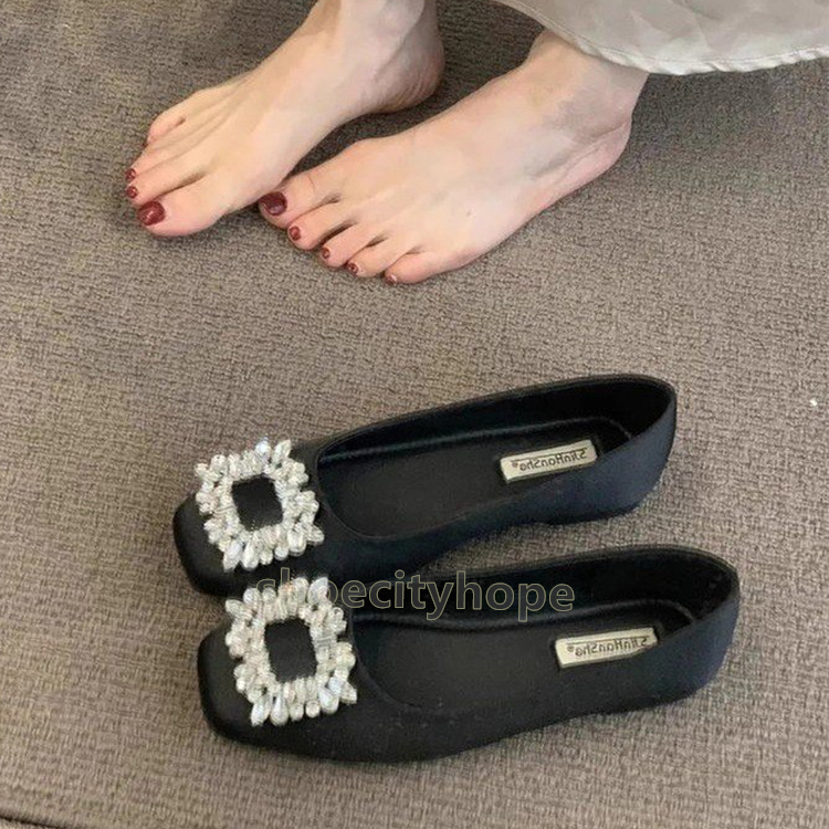 designer sandals women flat heels sandal rhinestone glitter shallow mouth sandale womens commuter wedding party satin face elegant single shoes