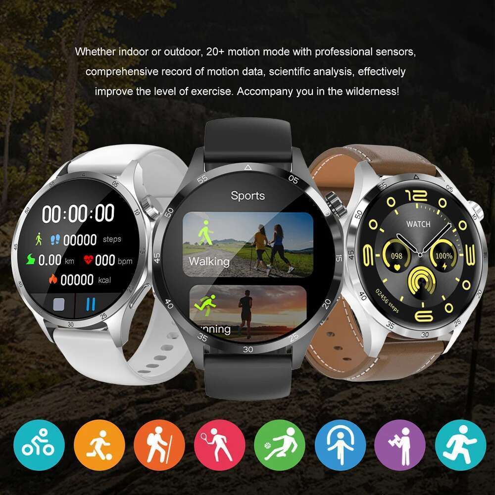 2025New GT5 Pro GPS Smart Watch Men 360*360 AMOLED Screen Heart rate BT call IP68 Waterproof Sport Smartwatch For Huawei