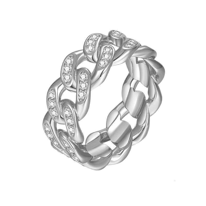 Fine Jewelry 925 Sterling Silver Cuban Moissanite Rings D Color Vvs Moissanite Hip Hop Rings for Women Men