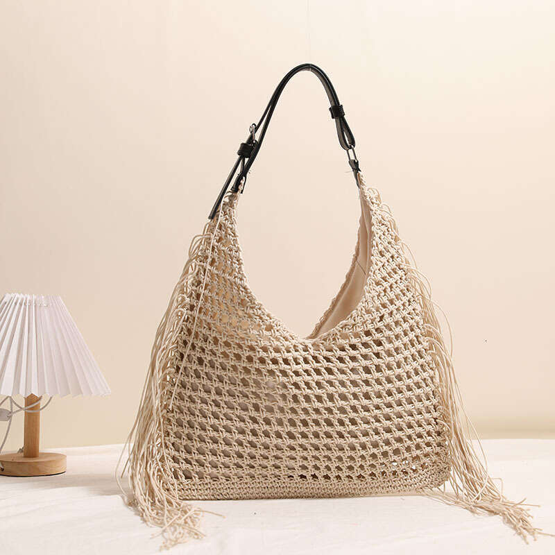 Summer Woven Bag Beach Bag Fashionable Tassel Single Shoulder New Hollow Beach Vacation Bag Versatile Large Capacity Woven Bag KQ KQ