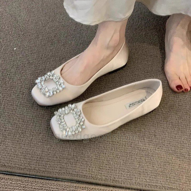 rhinestone ballet flats heels loafers womens designer shoes women dress shoes summer glitter satin face elegant daily comfort thin soled shoes - view 9