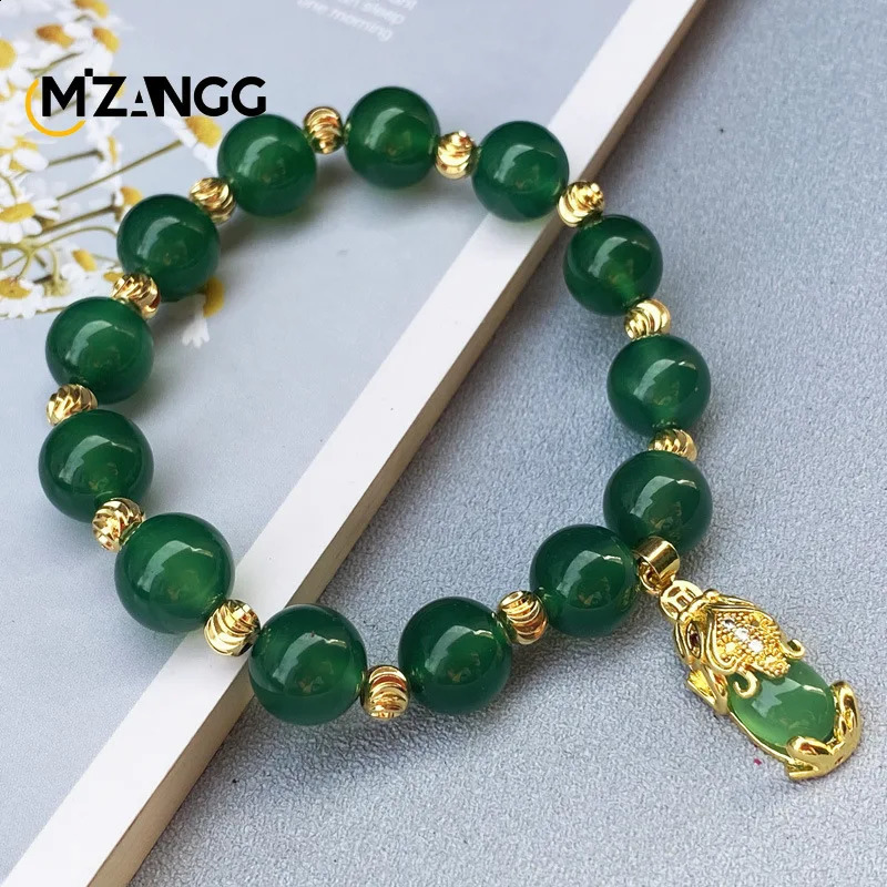 Natural Green Jade PiXiu Bracelet Alevel Agate Mens and Womens Fashion Exquisite Jewelry Lucky Charm 250425