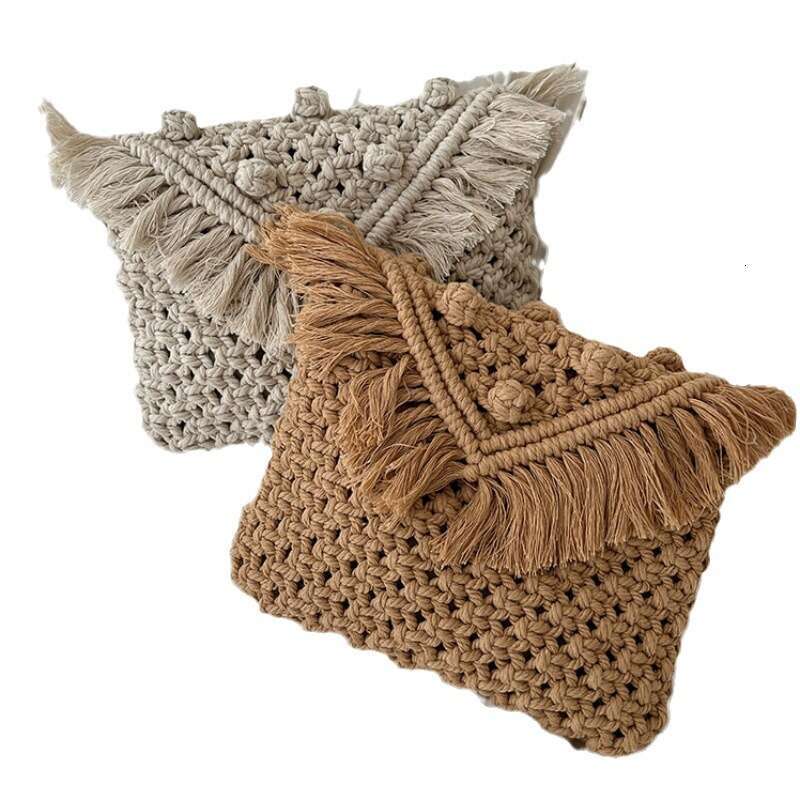 Summer Woven Bag Beach Bag Hot Selling Bean Crossbody Cotton Thread For Women S New Tassel Cover Single Shoulder Grass Woven Vacation Beach Bag KQ KQ