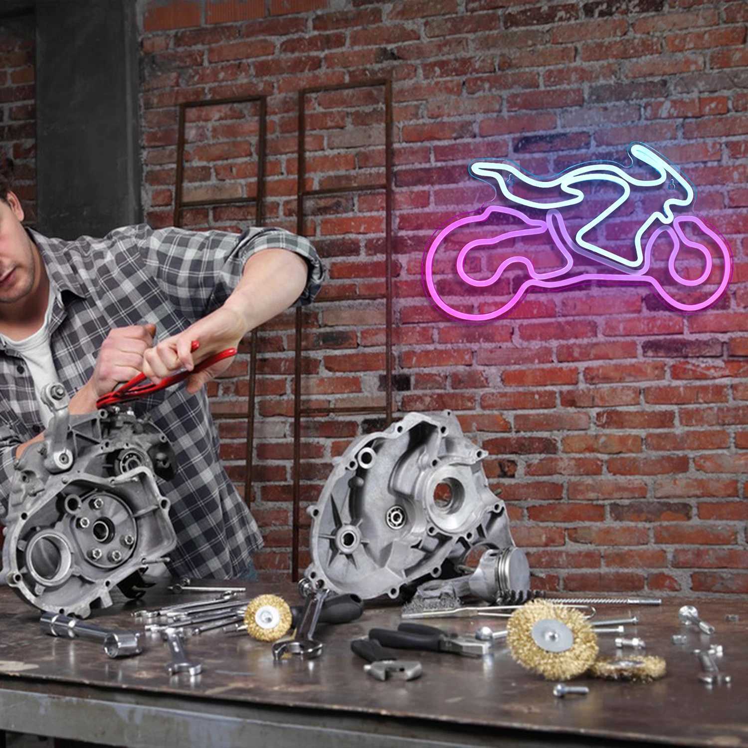 Ineonlife Custom Motorcycle Led Turn Sign Made Neon Light Bike Art Shop Club Party Sport Moto Room Garage Cool Wall Decor Gift Z250506