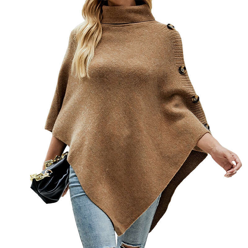 hoodie Women's Wear Mao Yu 2023 Autumn/Winter Shawl Cloak Sweater Solid Color High Neck Knitted Shirt Coat Women jacket