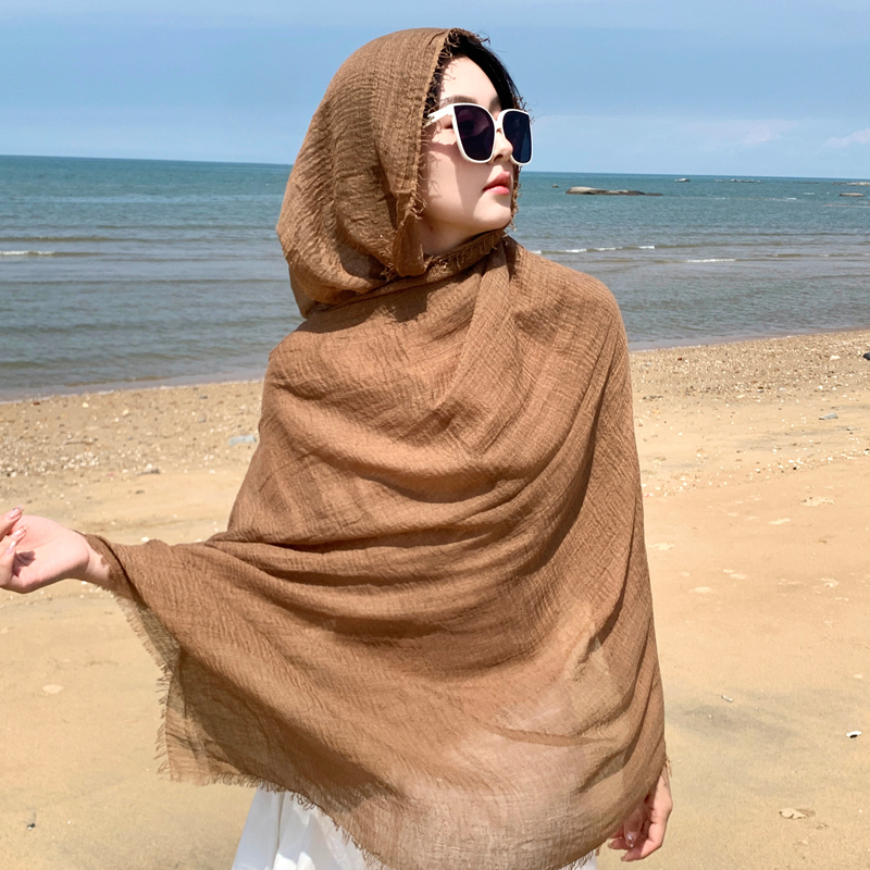 K634 Qinghai Lake Chaka Salt Lake Desert Summer Red Travel Cotton and Linen Scarf Women's Sunscreen Shawl National Style Silk Scarf