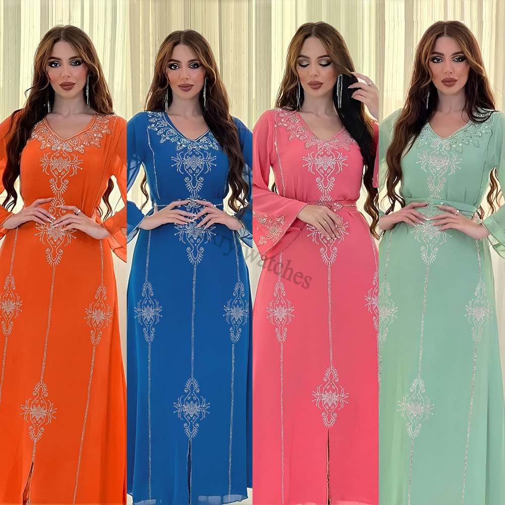 Designer Dress Ethnic Clothing dresses for woman Ramadan Muslim Abaya Long Dress Women Maxi Floral Print Kaftan Robes Dubai Turkey Islamic Morocco Arab Size s-2xl