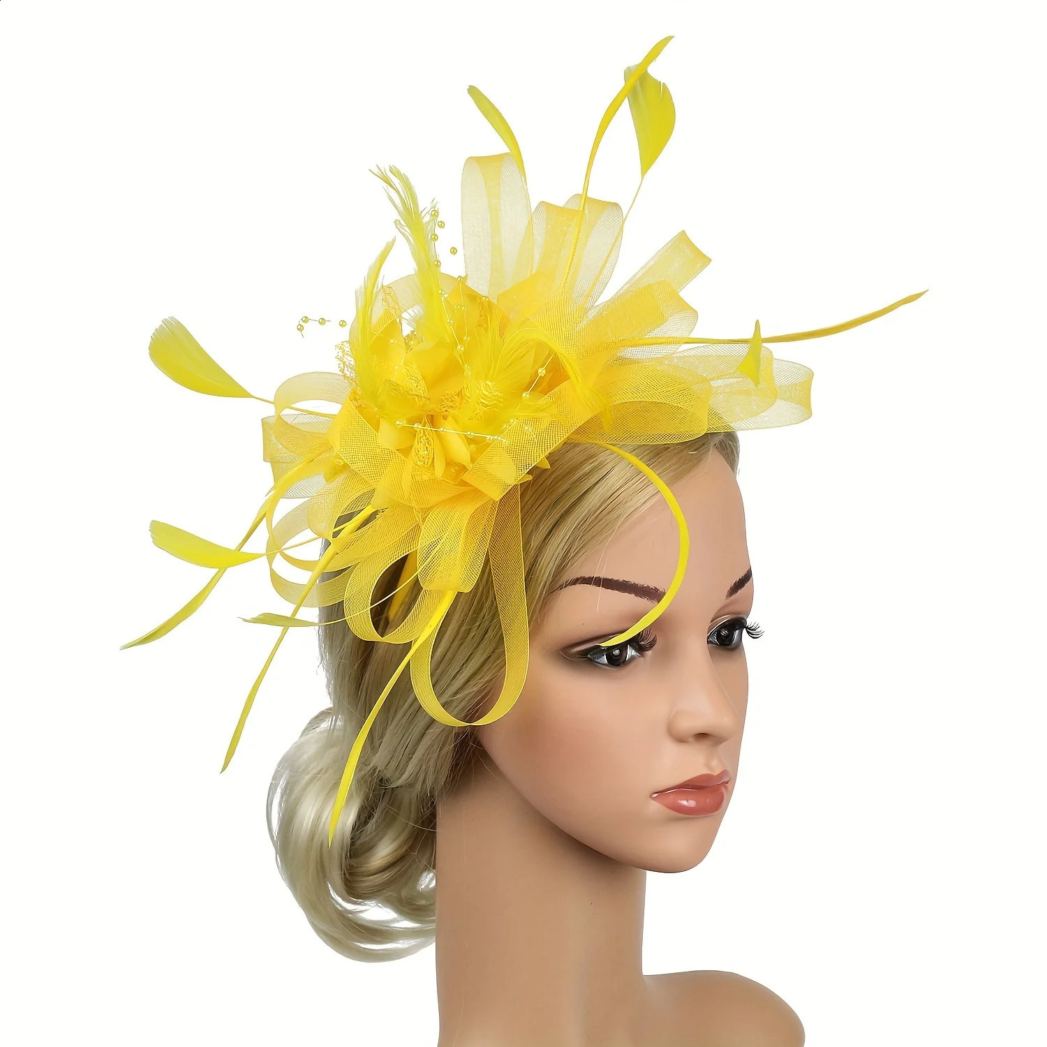 Fascinators Hat Lady Tea Party Headband Flower Cocktail Mesh Feather Hairpin Hat Wedding 250430